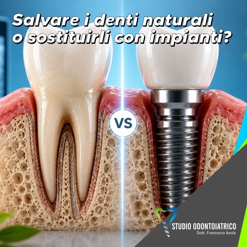 Salvare i denti naturali o sostituirli con impianti? La filosofia del nostro studio odontoiatrico: prima i tuoi denti, poi tutto il resto